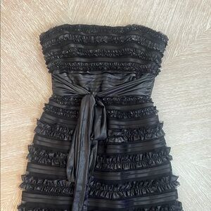 BCBG Strapless Black Ruffled Tiered Maxi Dress Size 0